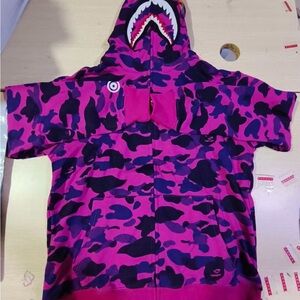 Bape Kids Camo Shark Hoodie - Purple and Black